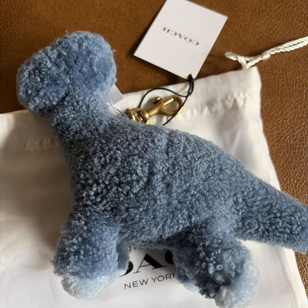 Coach Shearling Buddy Blue Dinosaur Bag Charm Rexy 10 Year Anniversary NWT